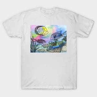Whimsical fish with watercolor and ink T-Shirt